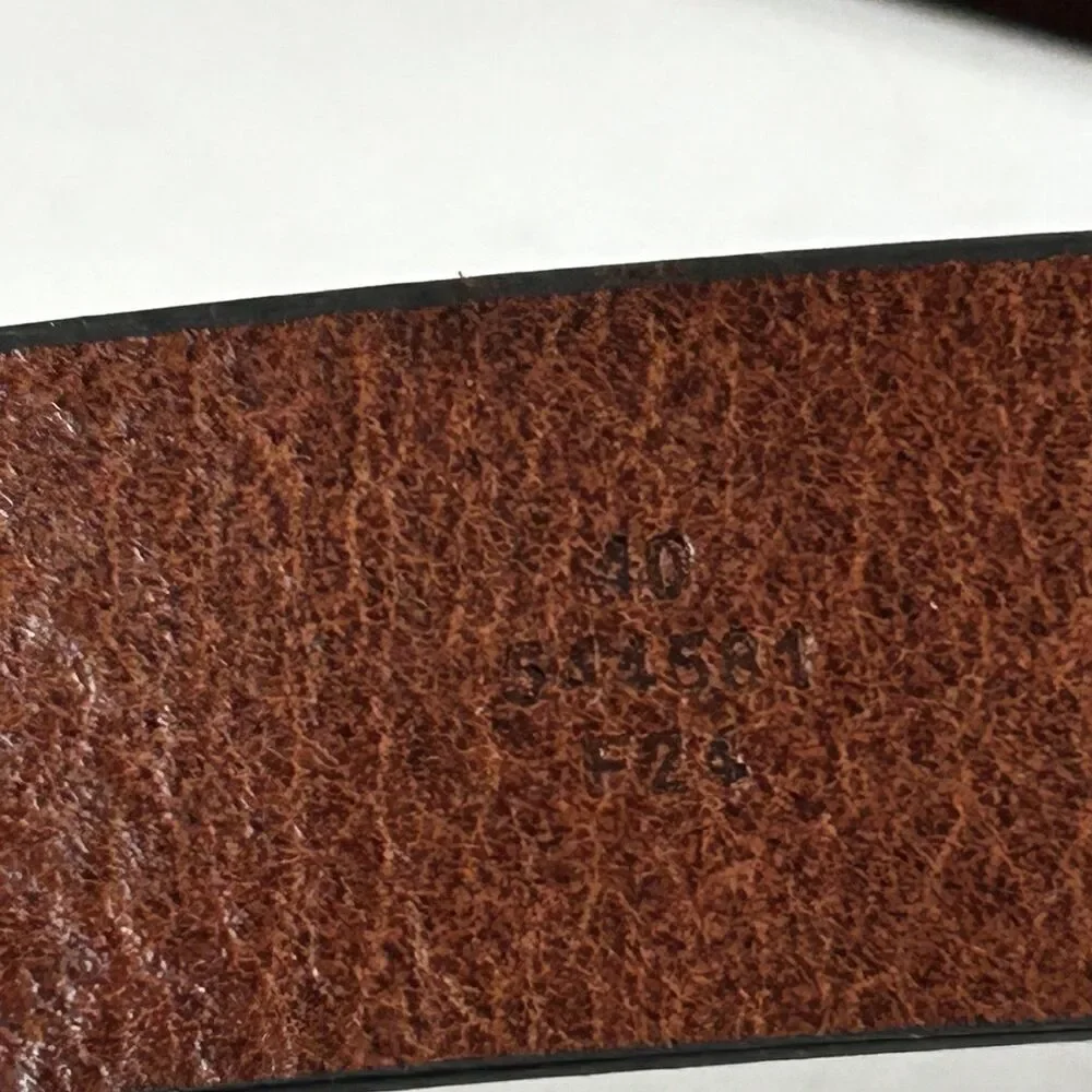 Men's Lands' End Leather Belt Size 40 Brown Brass Buckle Classic Traditional
